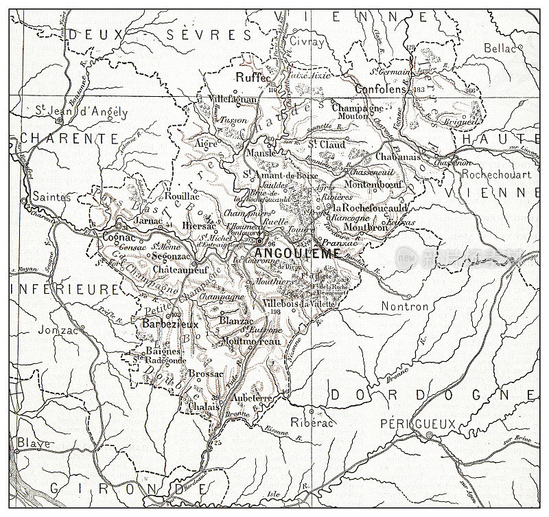 法国古地图La Charente (département)